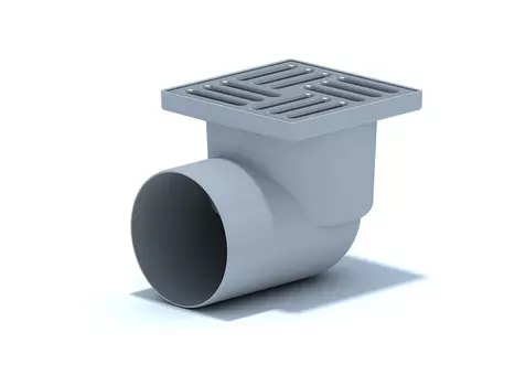 Трап Ани-пласт TA1112 D110 мм, горизонтальный слив, нержавеющая решетка 150х150 мм, нерегулируемый, гидрозвтвор