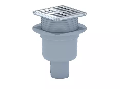 Трап Ани-пласт TQ5702 D50 мм, вертикальный слив, нержавеющая решетка 100х100 мм, регулируемый, сухой затвор