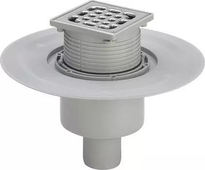 Трап D50мм вертик. слив, насадка 100х100мм, рег. по высоте, решетка из нерж. стали (4926)