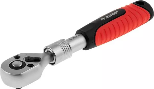 Трещотка для торцовых головок Зубр Эксперт 27732-1/4 телескопическая, Cr-V, 72 зубца, хроматированное покрытие, быстрый сброс