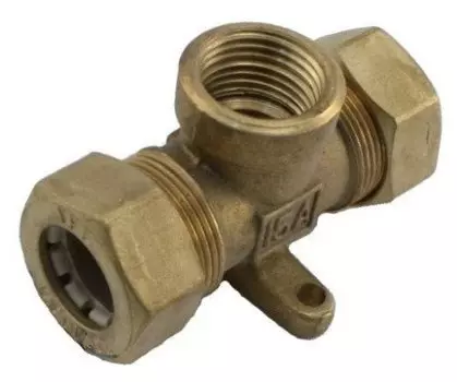 Тройник с креплением для нержавеющих гофрированных труб KOFULSO