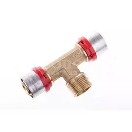 Тройник м/п пресс 26х3/4"х26мм НР редукционный, 10бар, t-95*C, латунь