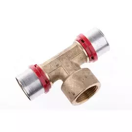 Тройник м/п пресс 32х1"х32мм ВР редукционный, 10бар, t-95*C, латунь