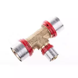 Тройник м/п пресс 32х20х32 редукционный, 10бар, t-95*C, латунь