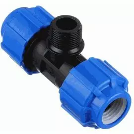 Тройник ПНД обжим 25х3/4" НР, 16бар, t-40*C, пластик