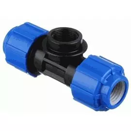 Тройник ПНД обжим 32х3/4" ВР, 16бар, t-40*C, пластик