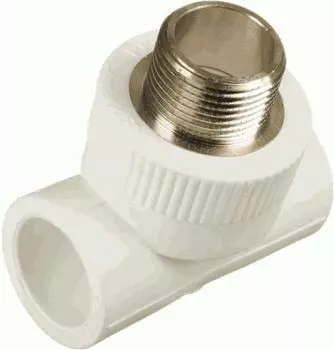 Тройник полипропиленовый Кросс 32х3/4" НР, белый