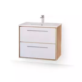 Тумба под раковину Равал Frame Fra.01.75/P/W-DS 75 см, белая/дуб сонома