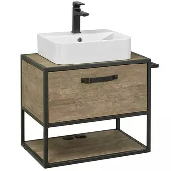 Тумба-умывальник Акватон Лофт Фабрик 1A2423K4LTDY0 65см, дуб кантри, столешница, раковина Джой