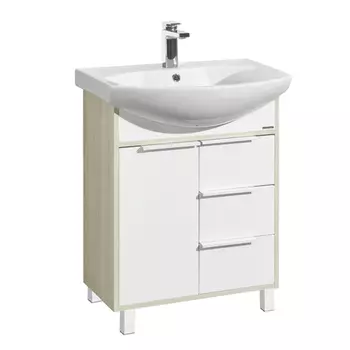 Тумба-умывальник Акватон Рико, Смайл, 1A213301RIB90/1WH207782, 65 см, белый/ясень фабрик