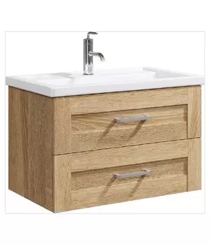 Тумба-умывальник Аквелла Фостер FOS01082DS 80см, подвесная, 2 ящика, дуб сонома