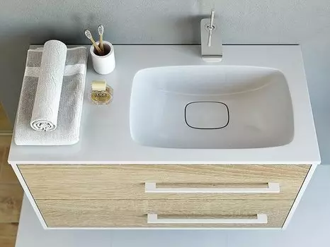 Тумба под раковину Аквелла Mai.01.09/R Майами 90см, цвет дуб сонома (чаша справа)