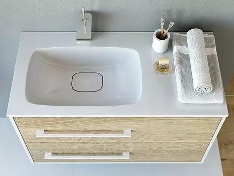 Тумба под раковину Аквелла Майами Mai.01.09/L 90см, цвет дуб сонома (чаша слева)