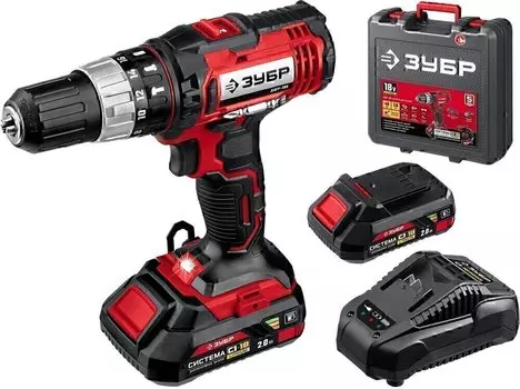 Ударная дрель-шуруповерт Зубр ДШУ-185-22 18В, 2 АКБ (2Ач)