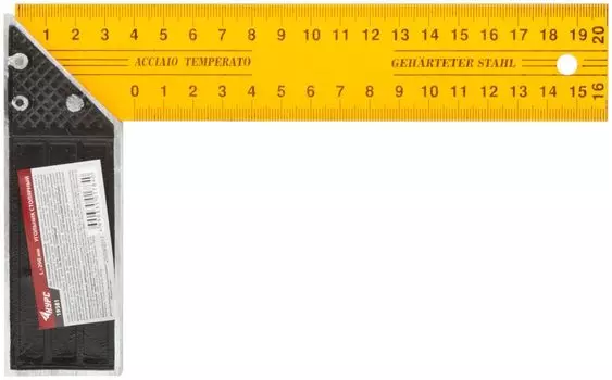 Угольник Курс 19381 столярный, желтый, 200 мм