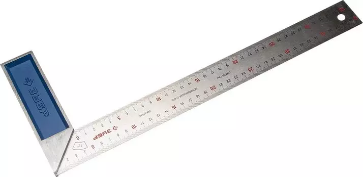 Угольник Зубр Профессионал 34393-40 усиленный, столярный, с нержавеющим полотном, 400 мм