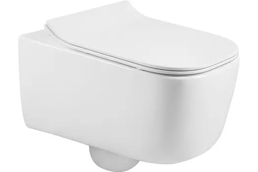 Унитаз подвесной Акватек Лугано AQ2002-00 безободковый, тонкое сиденье Termodur с механизмом плавного закрывания Soft Close