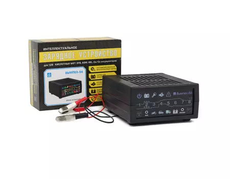 Устройство зарядное Вымпел-56 2104 интеллектуальное с диагностикой АКБ, стартера, генератора, 20А