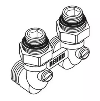 Узел 1/2"х3/4" для стальных радиаторов , угловой (латунь)