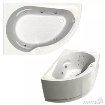 Ванна акриловая Акватек Вирго 150х100 с гидромассажем ПН управление
