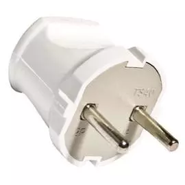 Вилка электрич. без заземл. белая 6А 250В (еврослот)