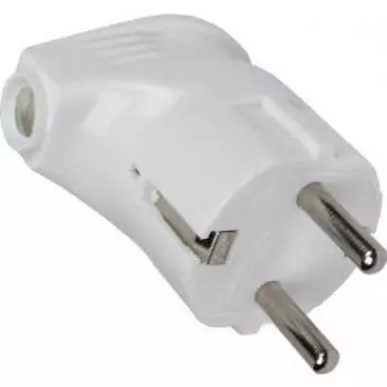 Вилка электрич. с заземл. углов. белая 16А 250В (еврослот)