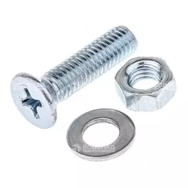 Винт DIN965 с потайной головкой оцинк. М5х20 с гайкой и шайбой (12 шт) пак.