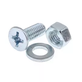 Винт DIN965 с потайной головкой оцинк. М6х30 с гайкой и шайбой (8 шт) пак.