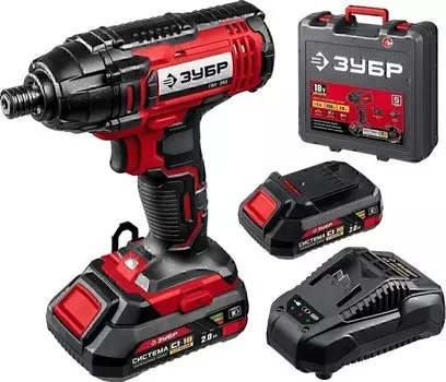 Винтоверт ударный Зубр ГВЛ-255-22 18В, 2 АКБ (2Ач), в кейсе