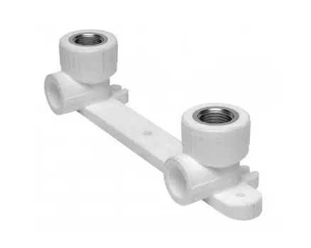 Водорозетка двойная полипропиленовая Кросс 20х1/2" ВР, белая