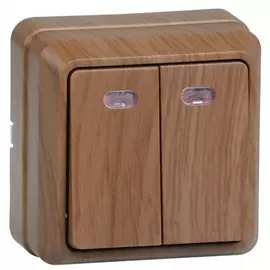 Выключатель 2кл с инд. 10А ОКТАВА ВС20-2-1-ОД (дуб)