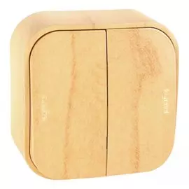 Выключатель двухклавишный 10AX - 250 B~ - Quteo IP 20 - Дерево