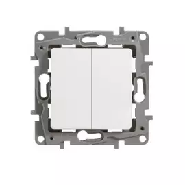 Выключатель двухклавишный 10AX- 250В, белый