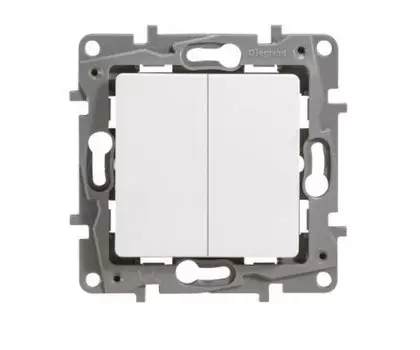 Выключатель двухклавишный 10AX- 250В, белый