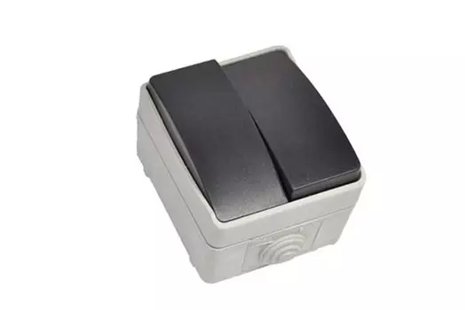 Выключатель двухклавишный для открытой установки ВС20-2-0-ФСр ФОРС IP54 IEK