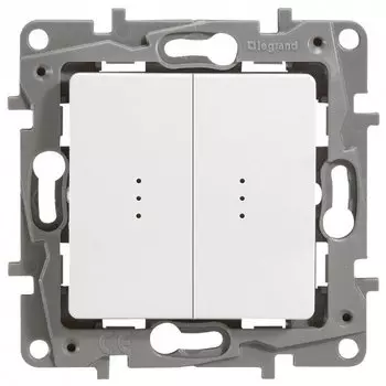 Выключатель/переключатель двухклавишный с подсветкой - ETIKA