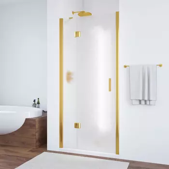 Душевая дверь в нишу Vegas Glass AFP 100 09 02 L профиль золото, стекло шиншилла