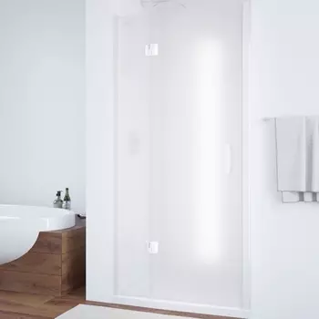 Душевая дверь в нишу Vegas Glass AFP 110 01 10 L вход 73 см, профиль белый, стекло сатин