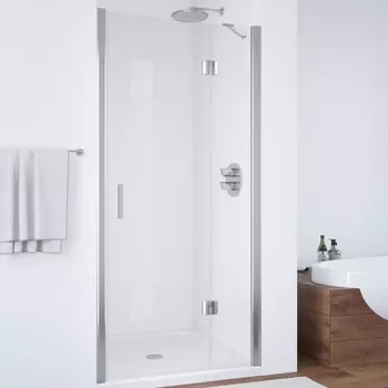 Душевая дверь в нишу Vegas Glass AFP 110 08 01 R вход 63 см, профиль глянцевый хром, стекло прозрачное