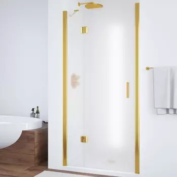 Душевая дверь в нишу Vegas Glass AFP 110 09 10 L вход 73 см, профиль золото, стекло сатин