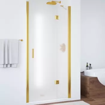 Душевая дверь в нишу Vegas Glass AFP 110 09 10 R вход 63 см, профиль золото, стекло сатин