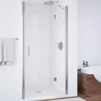 Душевая дверь в нишу Vegas Glass AFP 120 08 01 R профиль глянцевый хром, стекло прозрачное