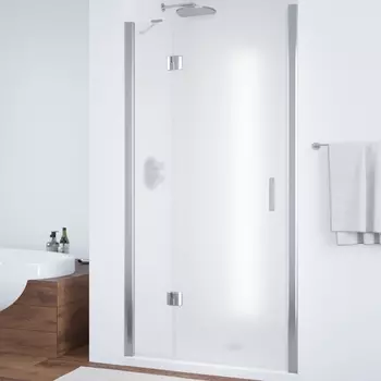 Душевая дверь в нишу Vegas Glass AFP 120 08 10 L профиль глянцевый хром, стекло сатин