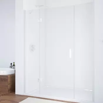 Душевая дверь в нишу Vegas Glass AFP-F 160 01 01 L профиль белый, стекло прозрачное