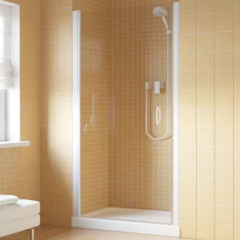 Душевая дверь в нишу Vegas Glass EP Lux 85 01 01 L профиль белый, стекло прозрачное