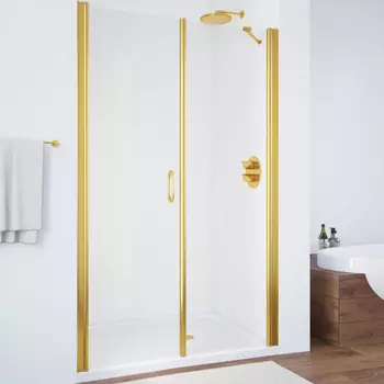 Душевая дверь в нишу Vegas Glass EP-F-2 110 09 01 L профиль золото, стекло прозрачное