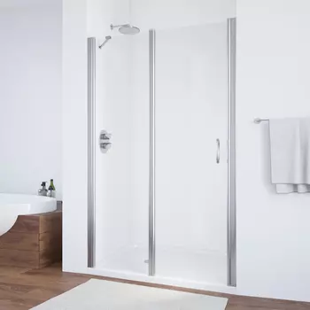 Душевая дверь в нишу Vegas Glass EP-F-1 110 08 01 L профиль глянцевый хром, стекло прозрачное