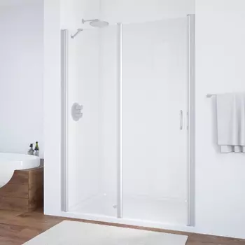 Душевая дверь в нишу Vegas Glass EP-F-1 150 07 01 L профиль матовый хром, стекло прозрачное