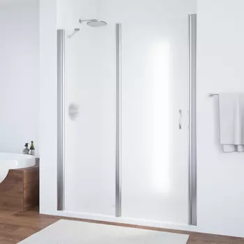 Душевая дверь в нишу Vegas Glass EP-F-1 155 08 10 L профиль глянцевый хром, стекло сатин