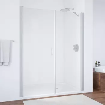 Душевая дверь в нишу Vegas Glass EP-F-2 185 07 01 L профиль матовый хром, стекло прозрачное